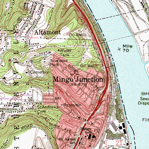 Topographic Map of North Hill Historic District, OH