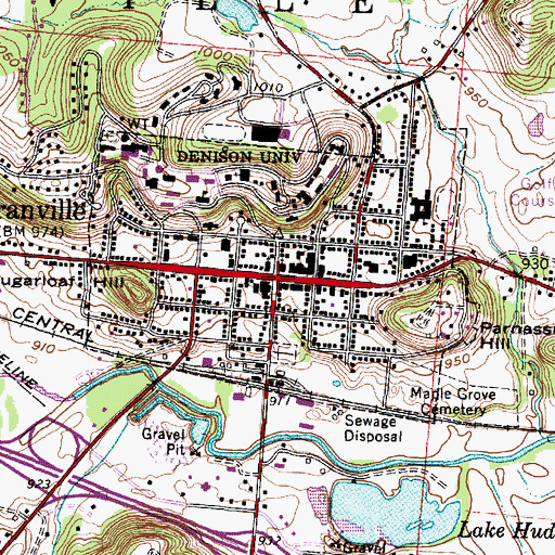 Topographic Map of Granville Historic District, OH