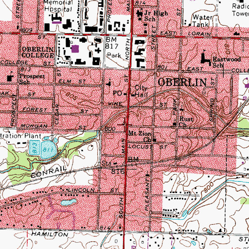 Topographic Map of Christ Episcopal Church, OH