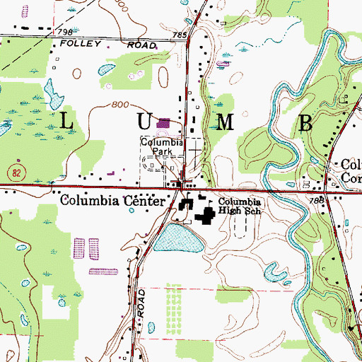 Topographic Map of Columbia Baptist Church, OH