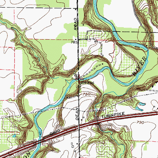 Topographic Map of Dean Road Bridge, OH