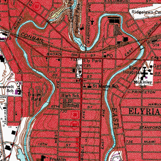 Topographic Map of Saint Andrews Episcopal Church, OH