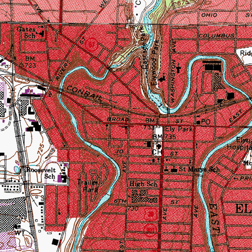 Topographic Map of Saint Johns Church, OH