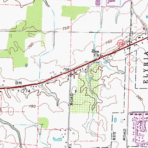 Topographic Map of South Ridge School (historical), OH