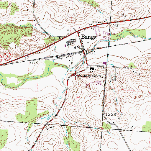 Topographic Map of County Cemetery, OH