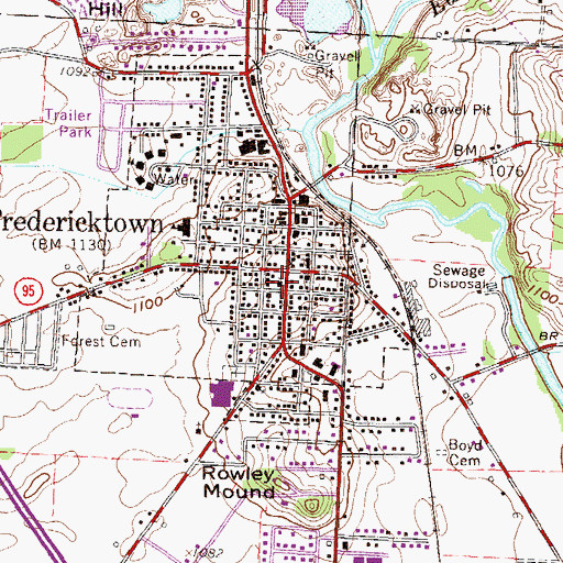 Topographic Map of Fredericktown Presbyterian Church, OH