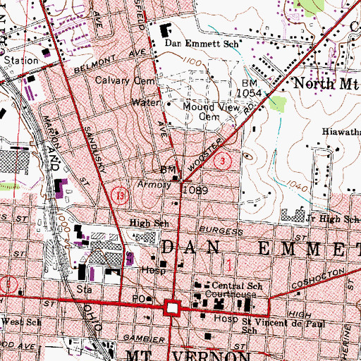 Topographic Map of Lamartine Square, OH