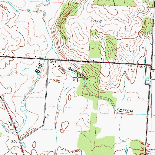 Topographic Map of Owl Creek Stream, OH