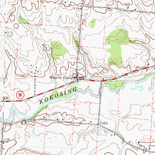 Topographic Map of Wayne Baptist Church (historical), OH