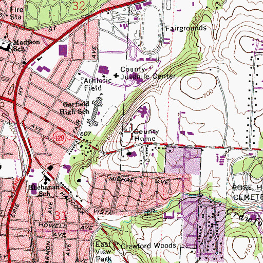 Topographic Map of Butler County Infirmary (historical), OH