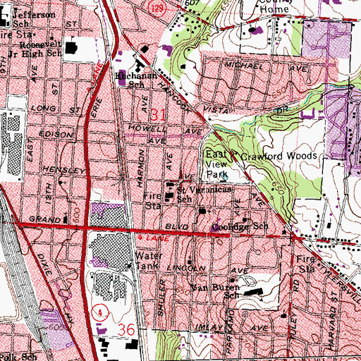 Topographic Map of East Hamilton, OH