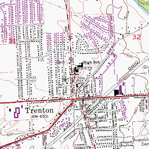 Topographic Map of Saint Johns Church (historical), OH