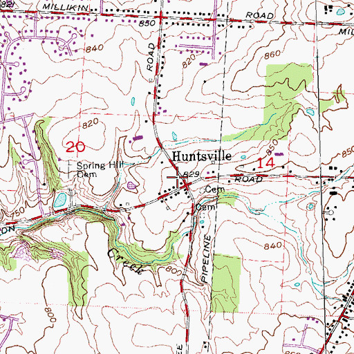 Topographic Map of Huntsville Subdistrict School Number 1 (historical), OH