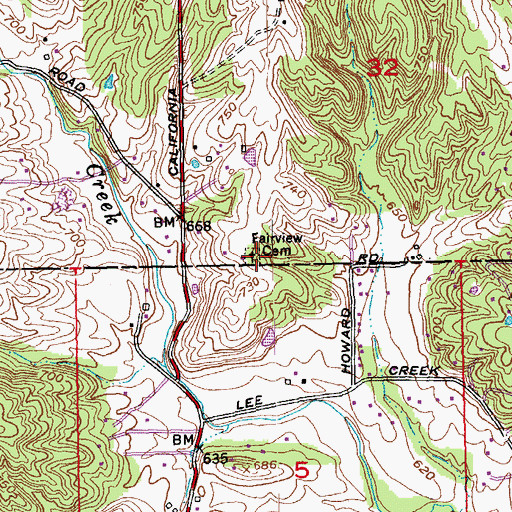 Topographic Map of Fairview Church (historical), OH