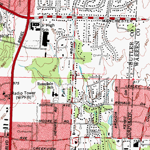 Topographic Map of School Number 12 (historical), OH