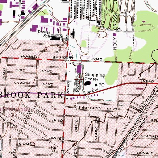 Topographic Map of Brookgate Shopping Center, OH
