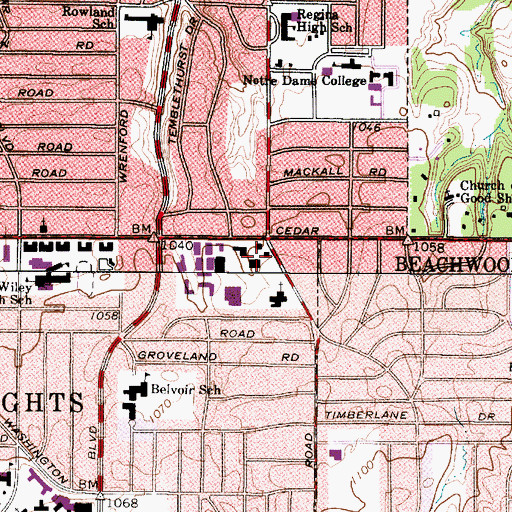 Topographic Map of Cedar-Green Shopping Center, OH