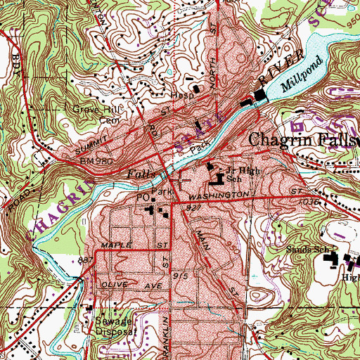 Topographic Map of Chagrin Falls Shopping Center, OH