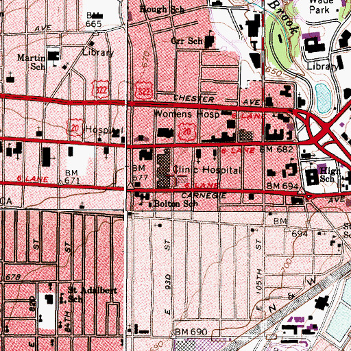 Topographic Map of Cleveland Clinic, OH