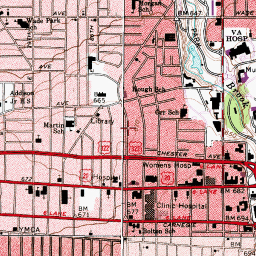 Topographic Map of East Eightyninth Street Historic District, OH