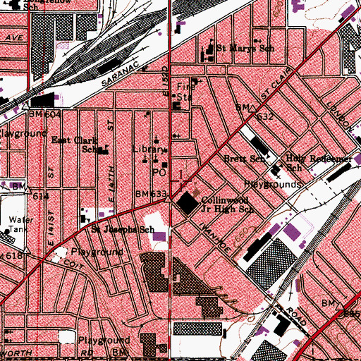 Topographic Map of Five Points Shopping Center, OH