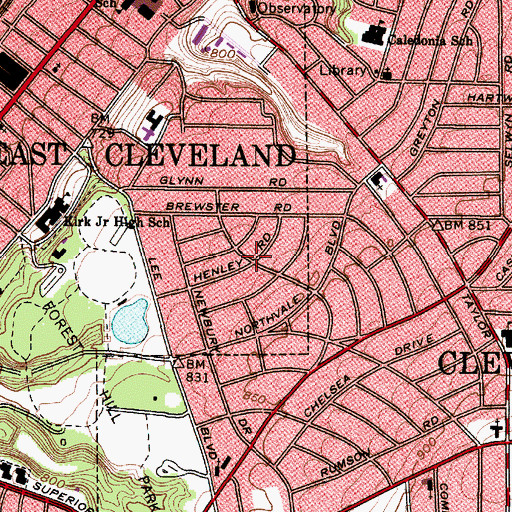 Topographic Map of Forest Hill Historic District, OH