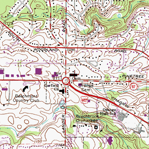 Topographic Map of Landerwood Plaza Shopping Center, OH