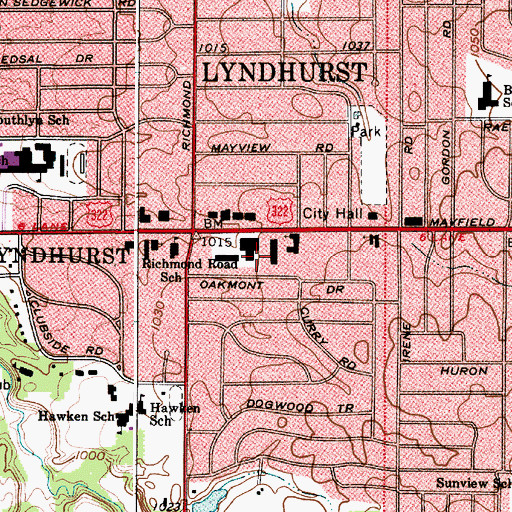 Topographic Map of Maymore Shopping Center, OH