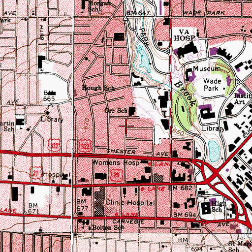 Topographic Map of Newton Avenue Historic District, OH