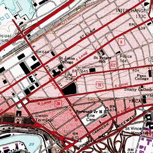 Topographic Map of Park Centre Shopping Center, OH