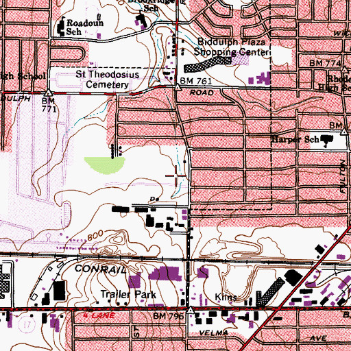 Topographic Map of Ridge Park Square Shopping Center, OH