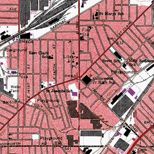 Topographic Map of Saint Clairs Great Scott Shopping Center, OH