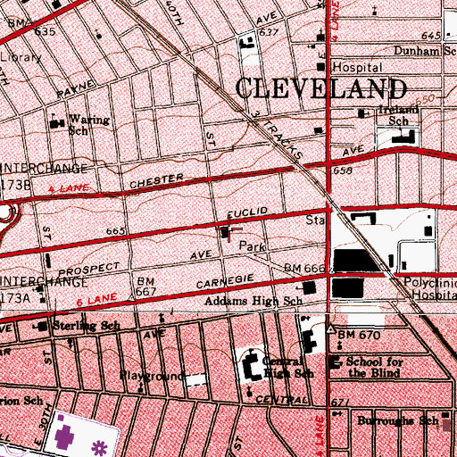 Topographic Map of Saint Pauls Episcopal Church, OH