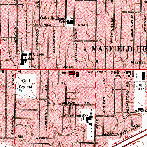 Topographic Map of Mayland Shopping Center, OH