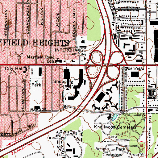 Topographic Map of Golden Gate Shopping Center, OH