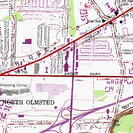 Topographic Map of Northgate Shopping Center, OH