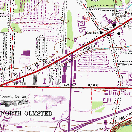 Topographic Map of Olmsted Plaza Shopping Center, OH