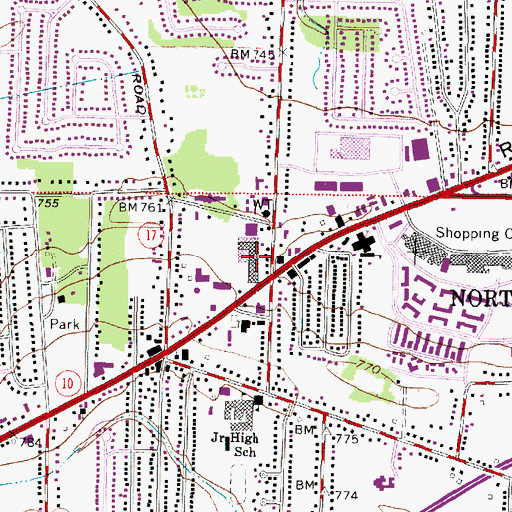 Topographic Map of Brooklor Shopping Center, OH