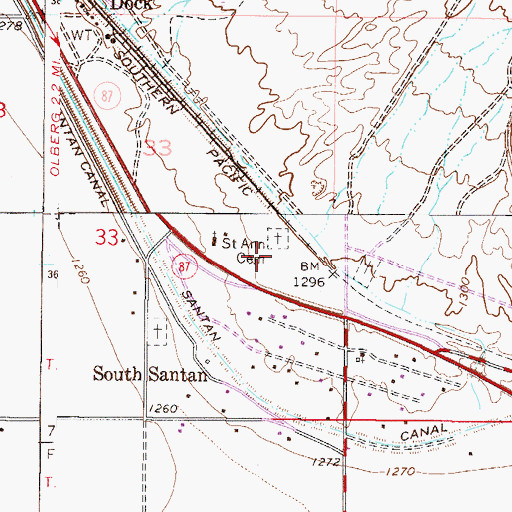 Topographic Map of Upper Santan Cemetery, AZ