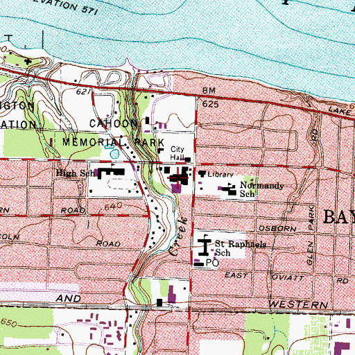 Topographic Map of Bay-Knoll Shopping Center, OH