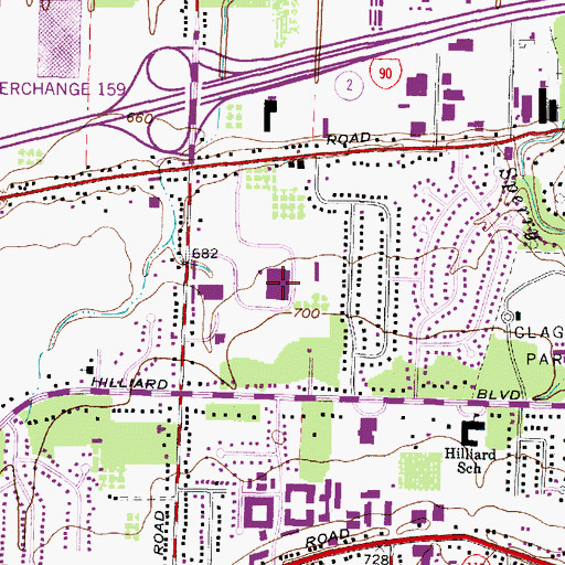 Topographic Map of Columbia-Detroit Shopping Center, OH