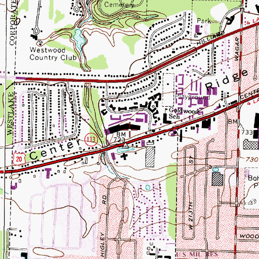 Topographic Map of River Plaza Shopping Center, OH