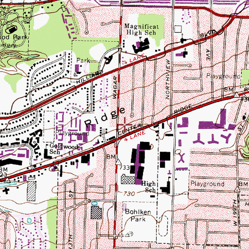 Topographic Map of Westwood Town Center Shopping Center, OH