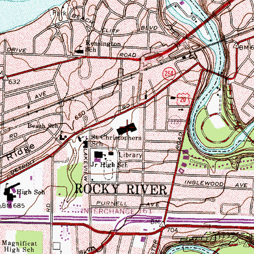 Topographic Map of Detroit-Linda Shopping Center, OH