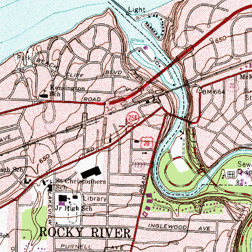 Topographic Map of Rocky River Shopping Center, OH