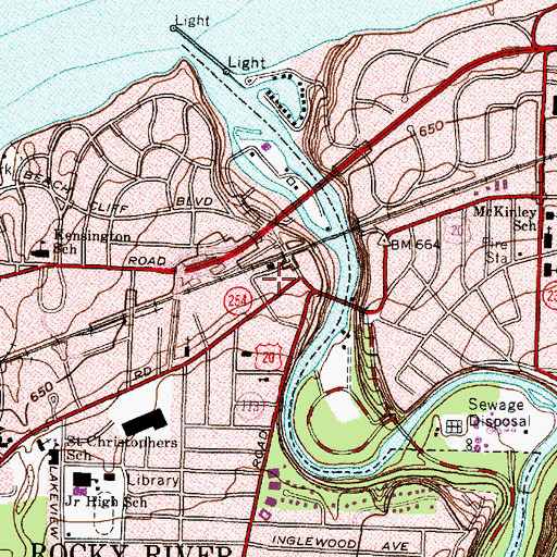 Topographic Map of Beachcliff Market Square Shopping Center, OH