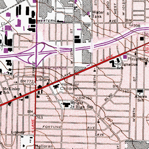 Topographic Map of Westown Square Shopping Center, OH