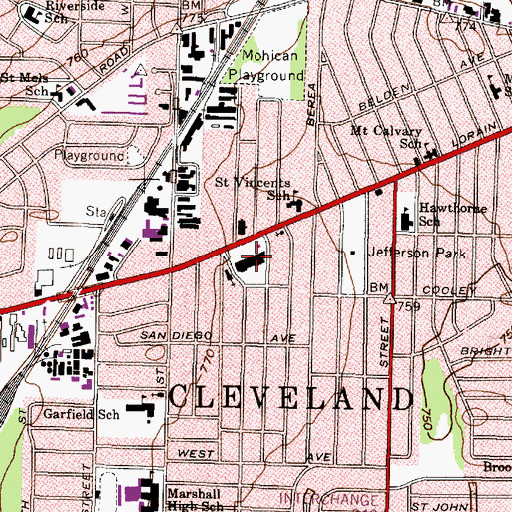 Topographic Map of Fairwood Shopping Center, OH