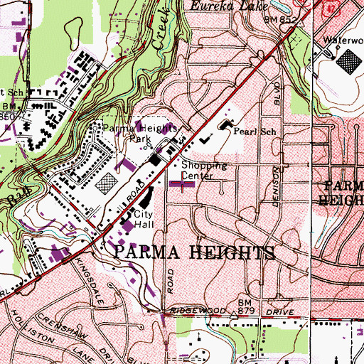 Topographic Map of Pearl-York Shopping Center, OH