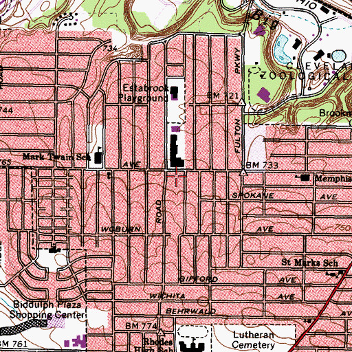 Topographic Map of Fulton Plaza Shopping Center, OH